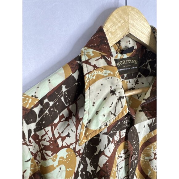 Vintage 70s Heritage John Forsyth Disco Shirt Brown Orange Abstract Print Men L - Picture 4 of 6